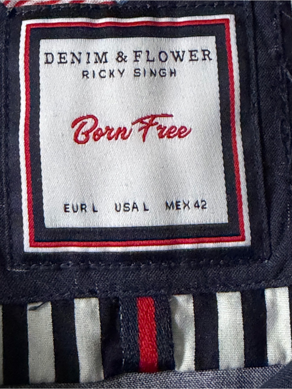 Denim & Flower Mens Summer Shirt Short Sleeve Button Up American Flag Sz Large - Picture 5 of 9